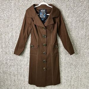 Millard Fillmore Coat Women’s Small Long Brown Wool Blend